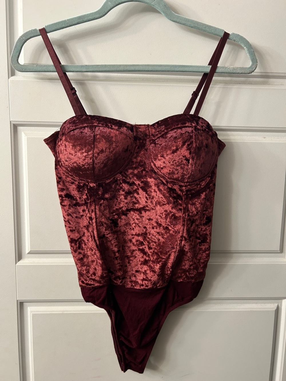 Velvet Bustier Bodysuit in Wine Red - Women Intimates & Sleepwear